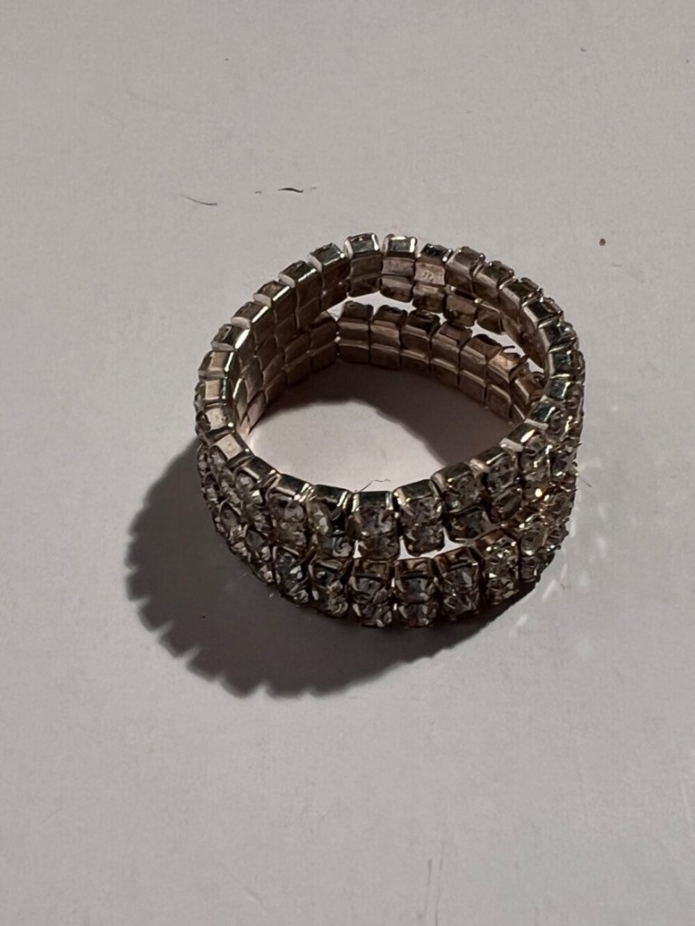 Set of 2 Silver-Tone Rhinestone Stretch Rings - Picture 2 of 10